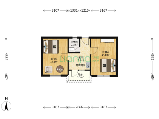 滨海三村 2室1厅1卫 52平方
