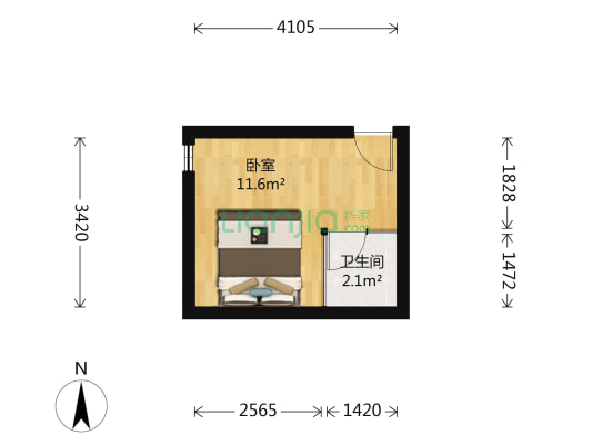 天伦花园 1室0厅1卫 30平方