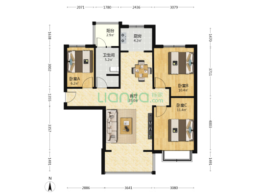 永嘉山水居 3室1厅1卫 106平方