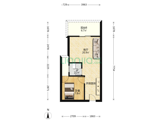 金州琅园 1室1厅1卫 49平方