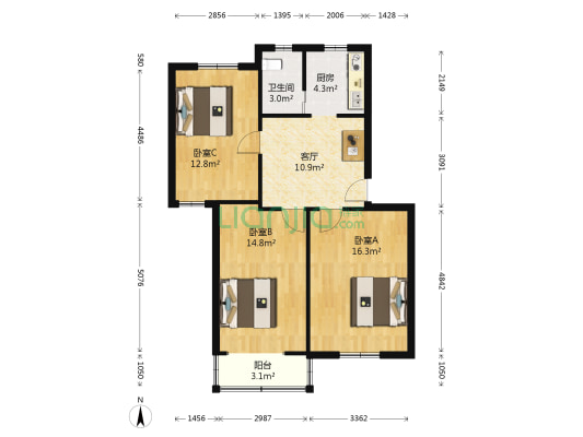 中山二路632号 3室1厅1卫 80平方