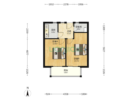 舒城路11号 2室0厅1卫 53平方