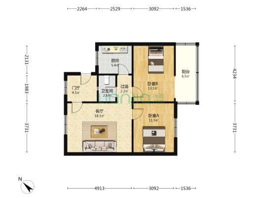 正通顺街9号 2室1厅1卫 78平方