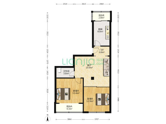广电小区(江西路) 2室1厅1卫 86平方