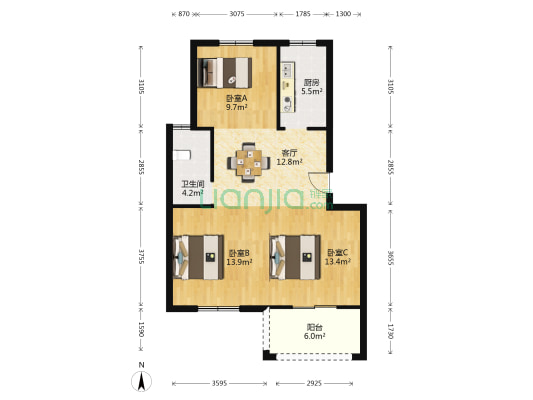 广德锦苑 3室1厅1卫 76平方