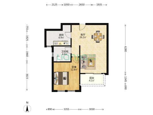 远东君悦庭 1室1厅1卫 70平方