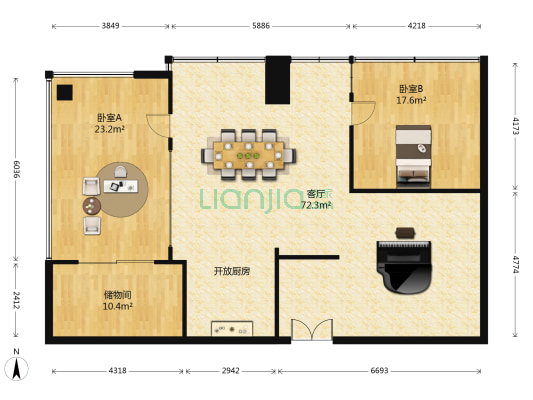 蔚蓝国际大厦 2室1厅0卫 41平方