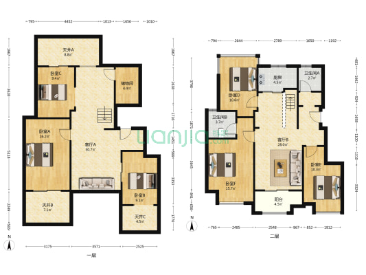 华润紫玥台一期 6室2厅2卫 184平方