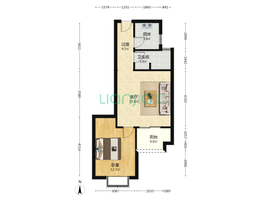 润泽嘉苑 1室1厅1卫 62平方