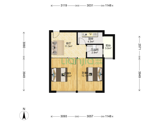 郑开·印象城 2室1厅1卫 70平方