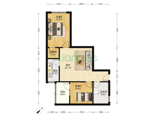 富铭花园 2室1厅1卫 71平方
