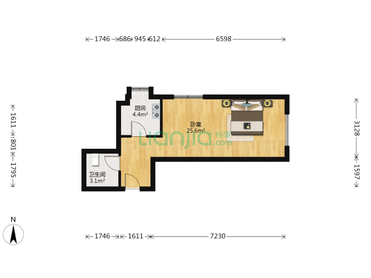 保利达大象公寓 1室0厅1卫 48平方