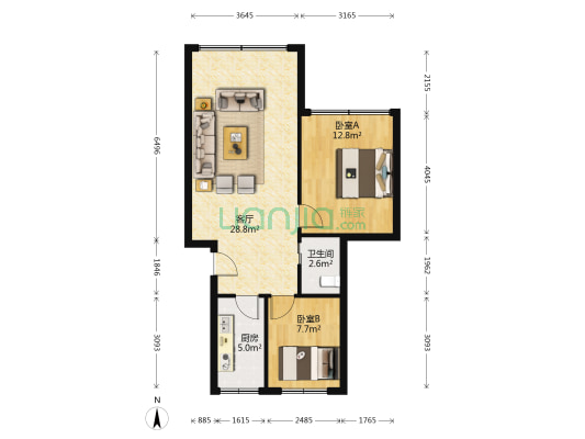 海马冲街76号 2室1厅1卫 75平方