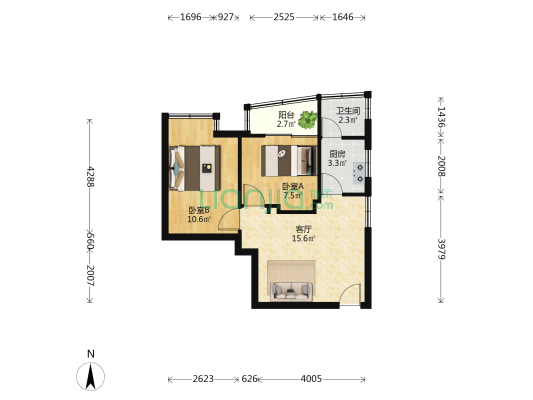 丽日家园一期 2室1厅1卫 57平方