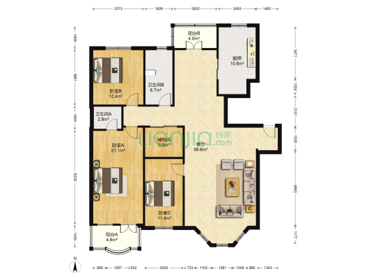 顺泰花园 3室1厅2卫 175平方