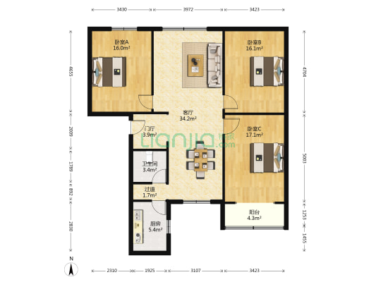 城信大厦 3室1厅1卫 142平方