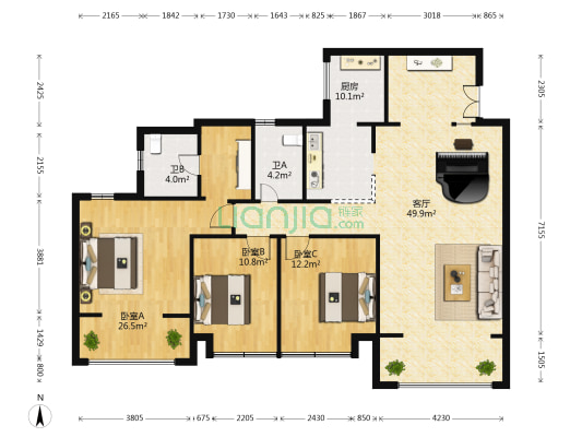 南钻威尼斯 3室1厅2卫 142平方