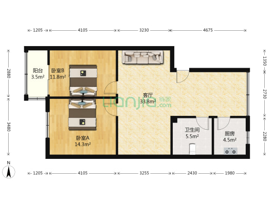 长盛街58号 2室1厅1卫 86平方