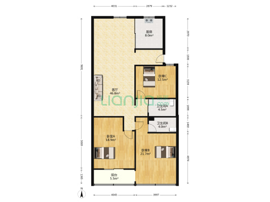 西子新村 3室1厅2卫 130平方