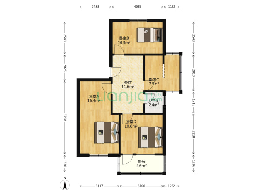 县直初中家属院 4室1厅1卫 78平方