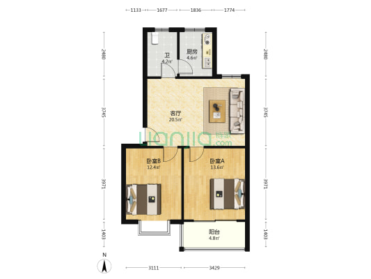 长冶小区 2室1厅1卫 74平方