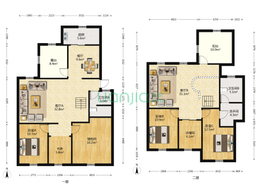 金福园南区 4室3厅3卫 189平方