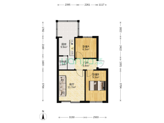 华峰一区 2室1厅1卫 53平方