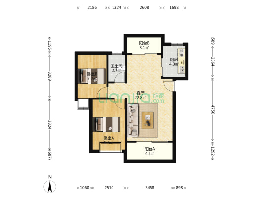 弘景嘉园 2室1厅1卫 67平方
