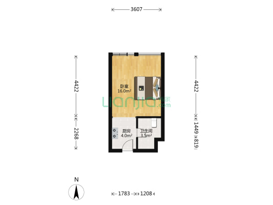 中泰大厦（昆山） 1室0厅1卫 34平方