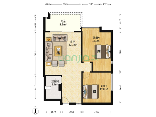 珠光新城国际中心 2室1厅1卫 99平方