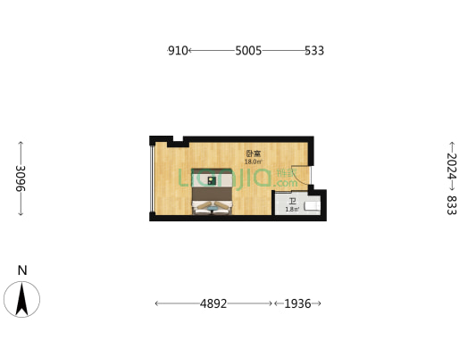 金茂光域 1室0厅1卫 34平方