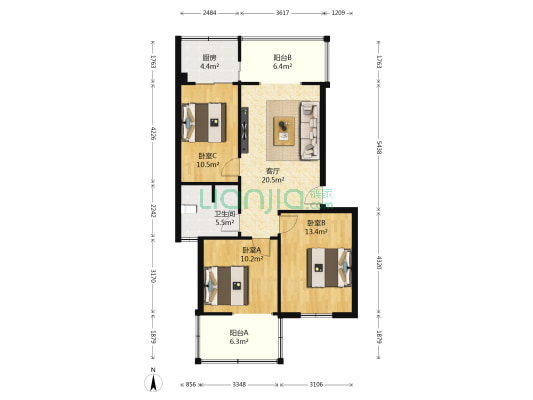 欣苑(成华) 3室1厅1卫 90平方