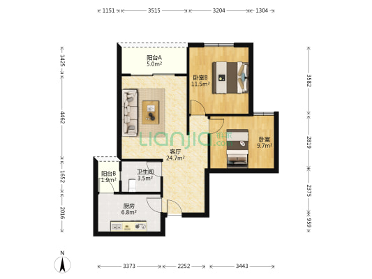 南华公租房 2室1厅1卫 79平方