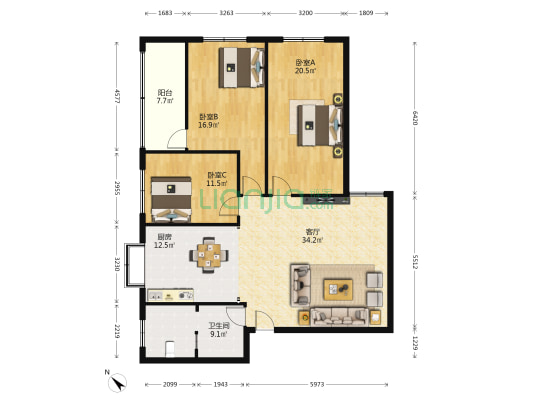 自动化研究所家属院 3室1厅1卫 132平方