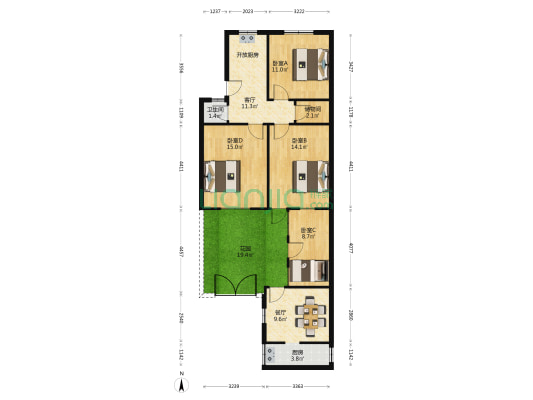 钟材厂 4室2厅1卫 72平方