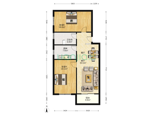 利丰苑 2室1厅1卫 100平方