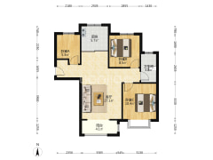 南北通透，单卫三居，全明格局。-涿州香邑溪谷户型图
