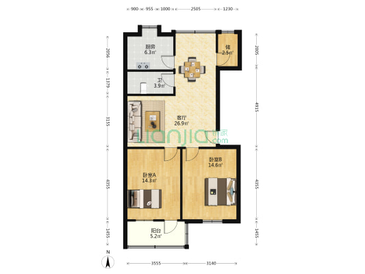 钟亭路4号 2室1厅1卫 69平方