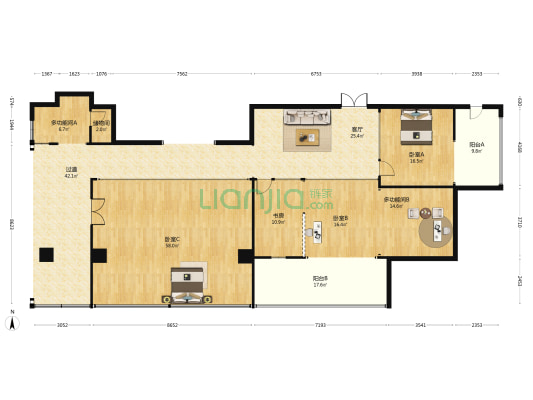 汇鑫IBC 6室1厅0卫 205平方
