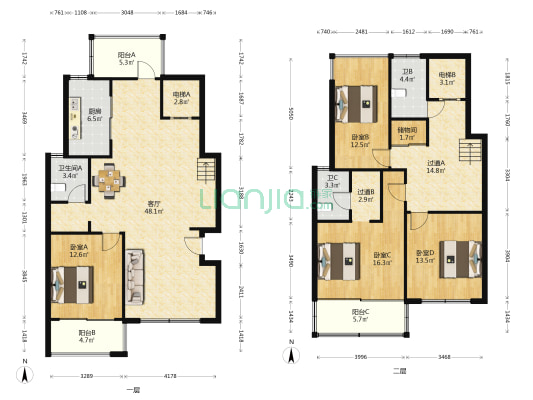 鲁能泰山7号院 4室1厅3卫 171平方