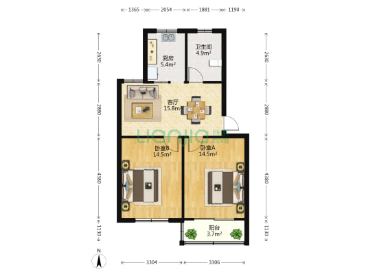 陈家岸新村 2室1厅1卫 73平方