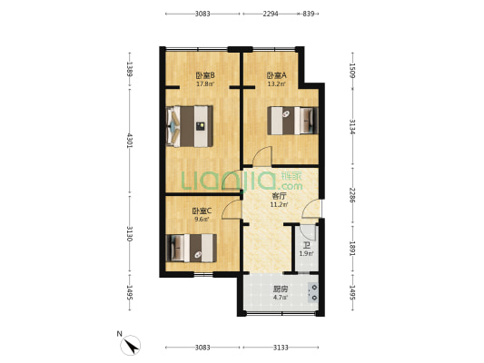 抚林巷8号 3室1厅1卫 65平方