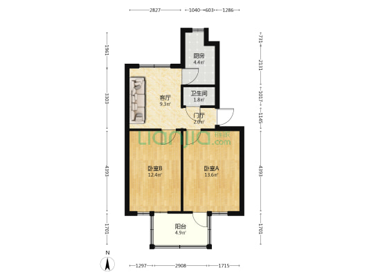 展二社区 2室1厅1卫 55平方