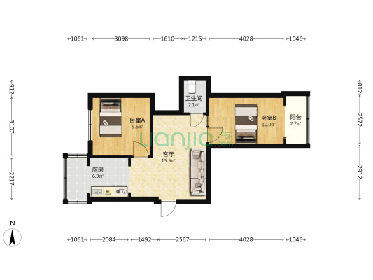 精营西边街13号 2室1厅1卫 56平方