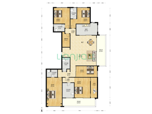 海潮望月城 6室1厅5卫 282平方