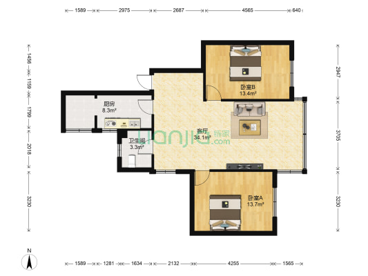 二环路南二段27号 2室1厅1卫 72平方