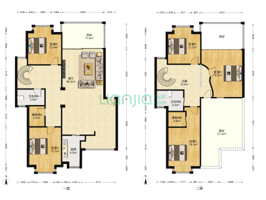 圣泉流云花园万象城 5室1厅2卫 198平方