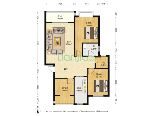 葛洪大道969号 3室1厅1卫 156平方