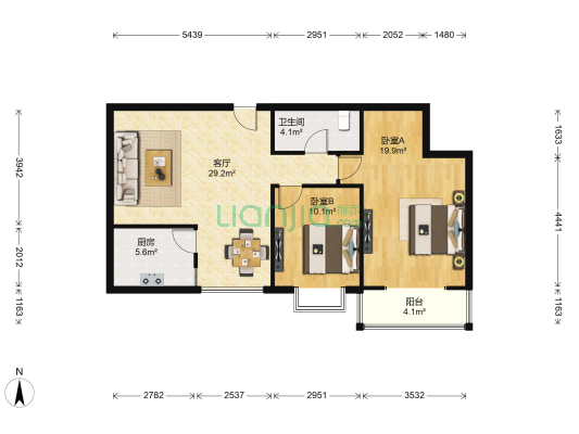 唐延鑫苑 2室1厅1卫 96平方