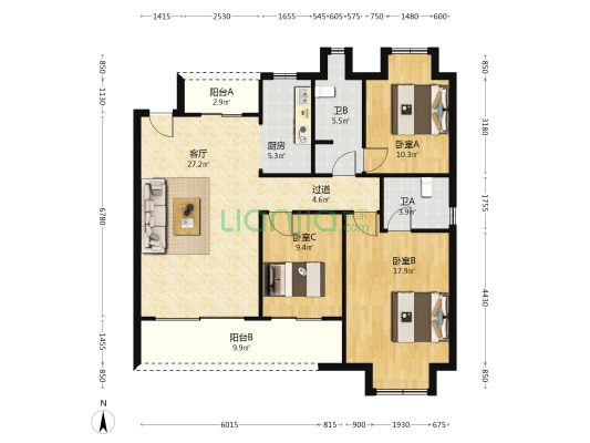 中京·未来境 3室1厅2卫 114平方